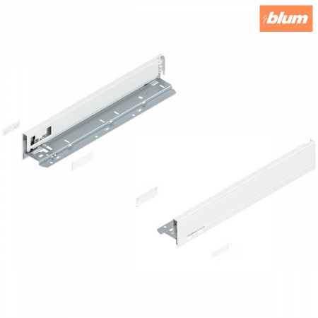 Legrabox - Blum - Laterală de sertar LEGRABOX, Înălţime N (66.5 mm), NL=400 mm, dreapta+stânga, pentru LEGRABOX pure, finisaj alb-mătase mat 770N4002S