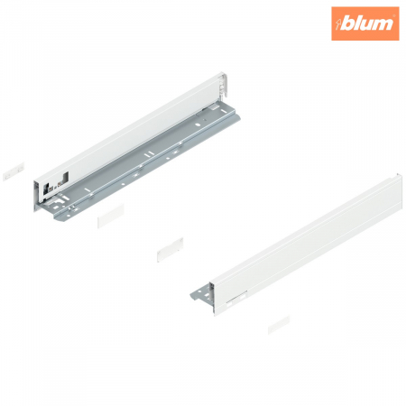 Legrabox - Blum - Laterală de sertar LEGRABOX, Înălţime N (66.5 mm), NL=450 mm, dreapta+stânga, pentru LEGRABOX pure, finisaj alb-mătase mat 770N4502S