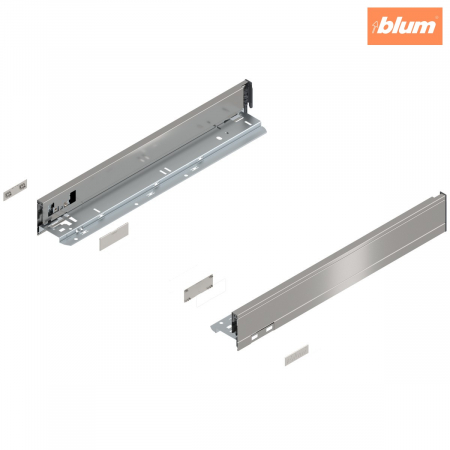 Legrabox - Blum - Laterală de sertar LEGRABOX, Înălţime N (66.5 mm), NL=450 mm, dreapta+stânga, pentru LEGRABOX pure, finisaj inox periat-lăcuit 770N4502I