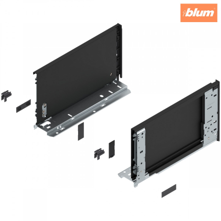 Sisteme pentru sertare - Laterală de sertar LEGRABOX (interior), Înălţime C (177 mm), NL=300 mm, dreapta+stânga, pentru LEGRABOX pure, finisaj negru-carbon mat 770C3001S