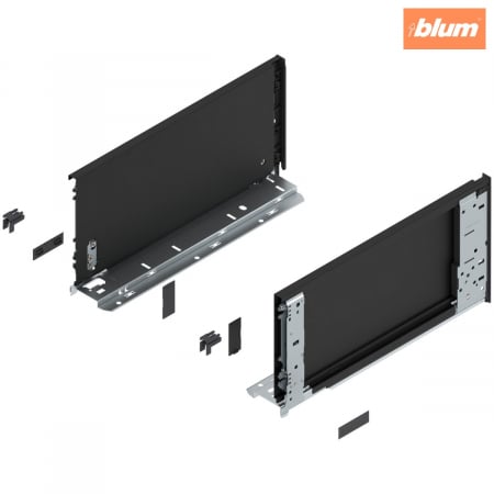 Sisteme pentru sertare - Laterală de sertar LEGRABOX (interior), Înălţime C (177 mm), NL=350 mm, dreapta+stânga, pentru LEGRABOX pure, finisaj negru-carbon mat 770C3501S