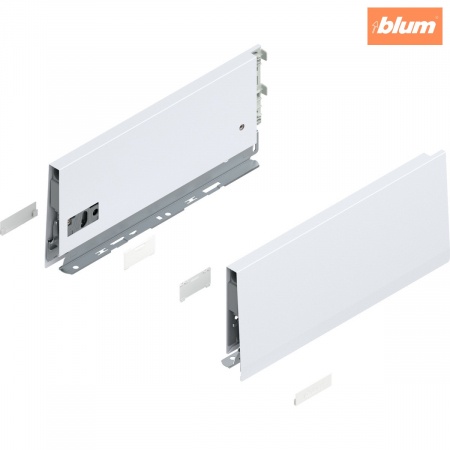 Merivobox - Blum - Laterală de sertar MERIVOBOX, Înălţime K (129 mm), NL=300 mm, dreapta+stânga, finisaj alb-mătase mat 470K3002S