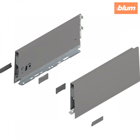 Merivobox - Blum - Laterală de sertar MERIVOBOX, Înălţime K (129 mm), NL=300 mm, dreapta+stânga, finisaj gri indiu mat 470K3002S