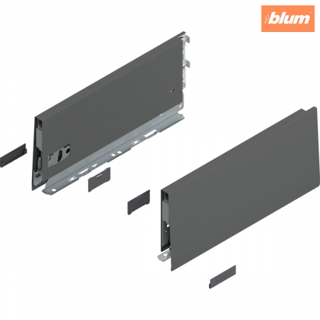 Merivobox - Blum - Laterală de sertar MERIVOBOX, Înălţime K (129 mm), NL=300 mm, dreapta+stânga, finisaj gri-orion mat 470K3002S