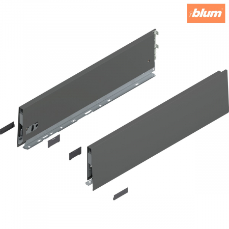 Merivobox - Blum - Laterală de sertar MERIVOBOX, Înălţime K (129 mm), NL=500 mm, dreapta+stânga, finisaj gri-orion mat 470K5002S