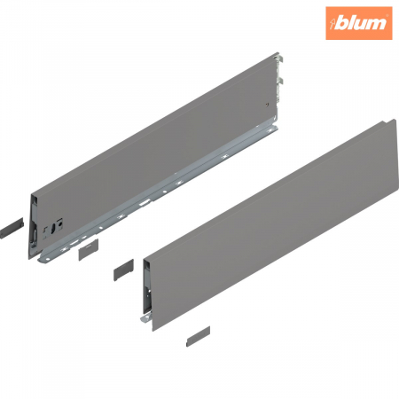 Merivobox - Blum - Laterală de sertar MERIVOBOX, Înălţime K (129 mm), NL=550 mm, dreapta+stânga, finisaj gri indiu mat 470K5502S