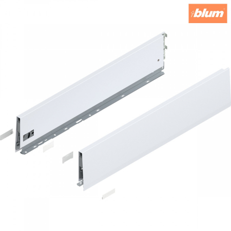 Merivobox - Blum - Laterală de sertar MERIVOBOX, Înălţime K (129 mm), NL=600 mm, dreapta+stânga, finisaj alb-mătase mat 470K6002S