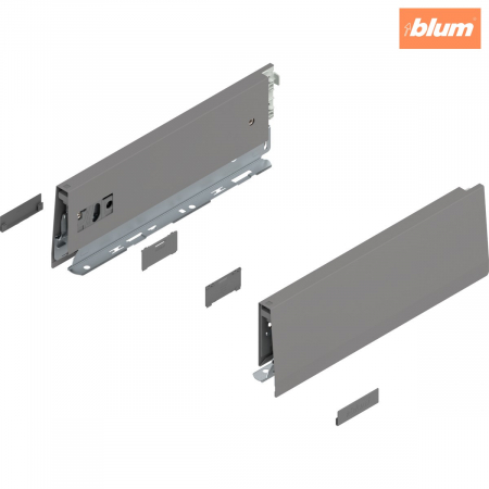 Merivobox - Blum - Laterală de sertar MERIVOBOX, Înălţime M (91 mm), NL=270 mm, dreapta+stânga, finisaj gri indiu mat 470M2702S