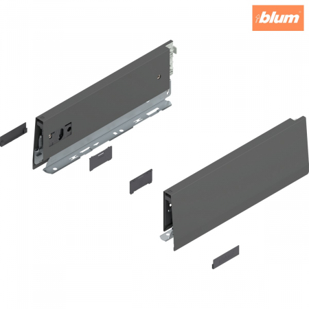 Merivobox - Blum - Laterală de sertar MERIVOBOX, Înălţime M (91 mm), NL=270 mm, dreapta+stânga, finisaj gri-orion mat 470M2702S