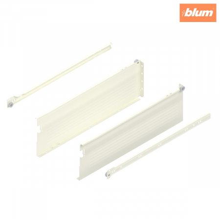 Metabox - Blum - Laterală din oţel METABOX,  H (150 mm),  Extragere parţială, 25 kg, NL=500 mm, Versiune cu gheare, stânga/dreapta, finisaj R9001 albcrem 320H5000C15MX