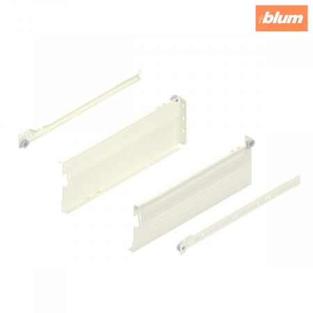 Metabox - Blum - Laterală din oţel METABOX,  K (118 mm),  Extragere parţială, 25 kg, NL=350 mm, Versiune cu gheare, stânga/dreapta, finisaj R9001 albcrem 320K3500C15MX