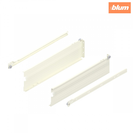 Metabox - Blum - Laterală din oţel METABOX,  K (118 mm),  Extragere parţială, 25 kg, NL=450 mm, Versiune cu gheare, stânga/dreapta, finisaj R9001 albcrem 320K4500C15MX