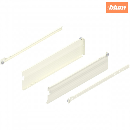 Metabox - Blum - Laterală din oţel METABOX,  K (118 mm),  Extragere parţială, 25 kg, NL=500 mm, Versiune cu gheare, stânga/dreapta, finisaj R9001 albcrem 320K5000C15MX