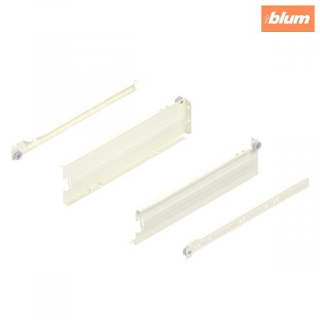 Metabox - Blum - Laterală din oţel METABOX,  M (86 mm),  Extragere parţială, 25 kg, NL=350 mm, Versiune cu gheare, stânga/dreapta, finisaj R9001 albcrem 320M3500C15MX
