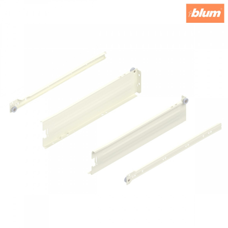 Metabox - Blum - Laterală din oţel METABOX,  M (86 mm),  Extragere parţială, 25 kg, NL=400 mm, Versiune cu gheare, stânga/dreapta, finisaj R9001 albcrem 320M4000C15MX