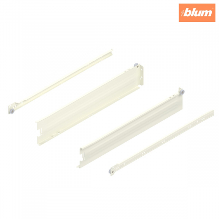 Metabox - Blum - Laterală din oţel METABOX,  M (86 mm),  Extragere parţială, 25 kg, NL=500 mm, Versiune cu gheare, stânga/dreapta, finisaj R9001 albcrem 320M5000C15MX