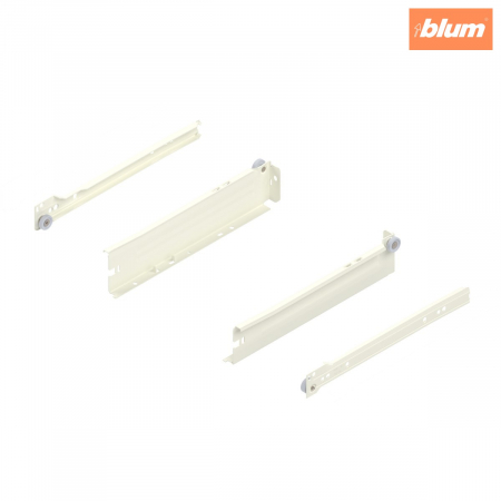 Metabox - Blum - Laterală din oţel METABOX,  N (54 mm),  Extragere parţială, 25 kg, NL=270 mm, Versiune cu gheare, stânga/dreapta, finisaj R9001 albcrem 320N2700C15MX