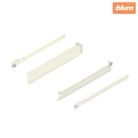 Metabox - Blum - Laterală din oţel METABOX,  N (54 mm),  Extragere parţială, 25 kg, NL=350 mm, Versiune cu gheare, stânga/dreapta, finisaj R9001 albcrem 320N3500C15MX