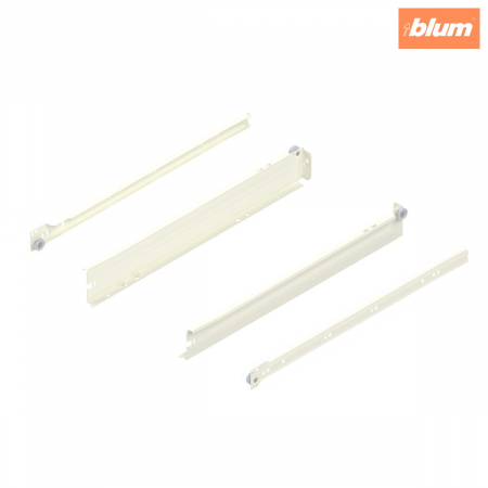 Metabox - Blum - Laterală din oţel METABOX,  N (54 mm),  Extragere parţială, 25 kg, NL=450 mm, Versiune cu gheare, stânga/dreapta, finisaj R9001 albcrem 320N4500C15MX