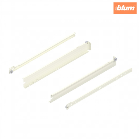 Metabox - Blum - Laterală din oţel METABOX,  N (54 mm),  Extragere parţială, 25 kg, NL=500 mm, Versiune cu gheare, stânga/dreapta, finisaj R9001 albcrem 320N5000C15MX