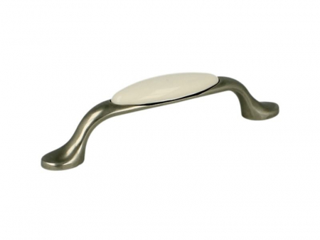 Accesorii mobilier - Maner nichel patinat cu insertie portelan alb UP19