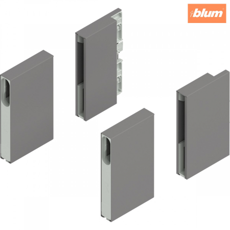 Sisteme pentru sertare - MERIVOBOX BOXCOVER, Înălţime E, în faţă/în spate, dreapta+stânga, finisaj gri indiu mat ZL4M00808