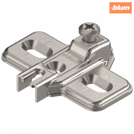 Balamale Modul - Blum - MODUL Plăcuţă de montaj, în cruce, 0 mm, oţel, şuruburi, reglaj pe înălţime: Gaură alungită, finisaj nichelat 193L6100