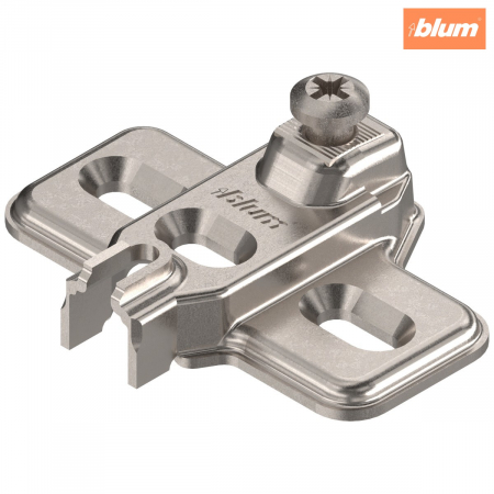 Balamale Modul - Blum - MODUL Plăcuţă de montaj, în cruce, 3 mm, oţel, şuruburi, reglaj pe înălţime: Gaură alungită, finisaj nichelat 193L6130