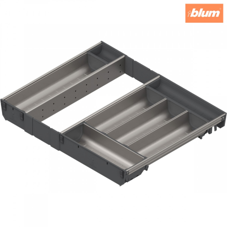 Orga-Line - Blum - ORGA-LINE Set de casete (cu ocupare completă), pentru TANDEMBOX Sertar, NL=450 mm, KB=600 mm, finisaj inox-periat/gri închis ZSI.60VEI4