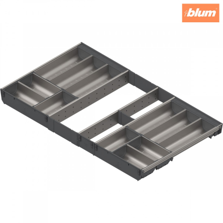 Orga-Line - Blum - ORGA-LINE Set de casete (cu ocupare completă), pentru TANDEMBOX Sertar, NL=500 mm, KB=900 mm, finisaj inox-periat/gri închis ZSI.90VEI6