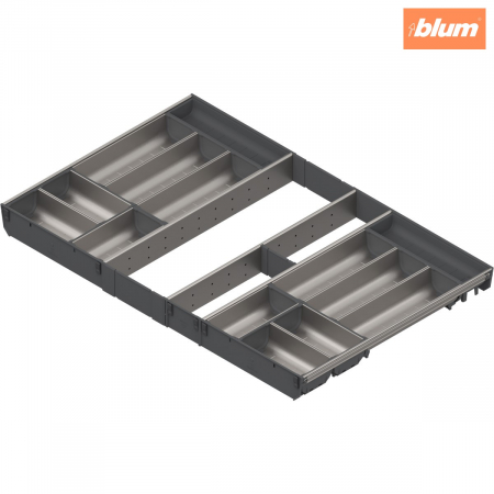 Orga-Line - Blum - ORGA-LINE Set de casete (cu ocupare completă), pentru TANDEMBOX Sertar, NL=550 mm, KB=900 mm, finisaj inox-periat/gri închis ZSI.90VEI7