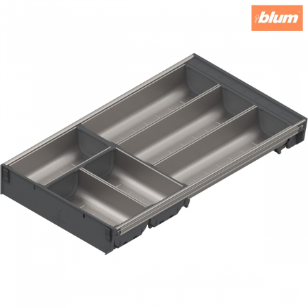 Orga-Line - Blum - ORGA-LINE Set de casete (cu ocupare parţială), pentru TANDEMBOX Sertar, NL=500 mm, KB=400 mm, Lăţime=280 mm, finisaj inox-periat/gri închis ZSI.500BI3