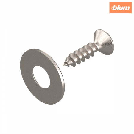 Accesorii balamale - Blum - Plăcuţă de aderenţă TIP-ON pentru uşi, de prins cu şurub, finisaj nichelat 955.1008S