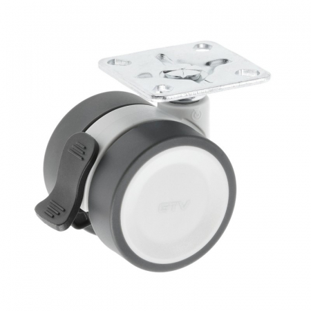 Picioare si rotile mobilier - Rotila Circo cu frana Ø 50 mm, finisaj gri