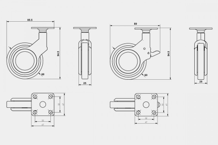 Rotila Gira fara frana Ø 60 mm, finisaj gri+crom [5]