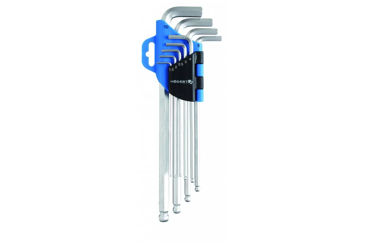Accesorii mobilier - Set 9 chei imbus lungi hexagonale cu capat rotund 1.5-10 mm HT1W808