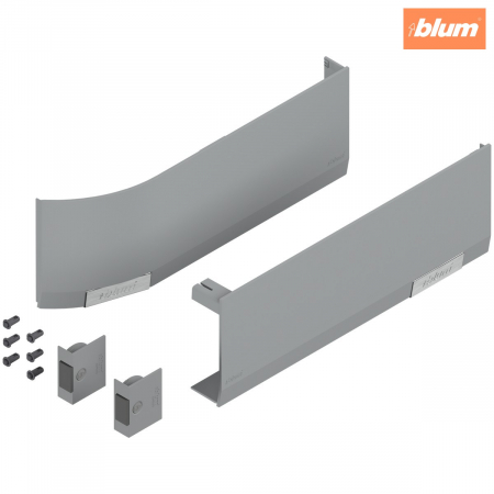 Sisteme deschidere usi - Set capace de acoperire AVENTOS HF/HS/HL top (incl. Comutator declanşare cu montare în cant, inclus), neted, dreapta+stânga, pentru SERVO-DRIVE, finisaj gri-deschis/inox-g. 23.8000