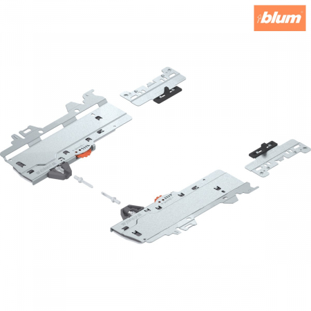 Sisteme pentru sertare - set (Unitate TIP-ON BLUMOTION + Declanşator + Adaptor), pentru MERIVOBOX, Tip S1, NL=270-300 mm, Greutate totală a extragerii=10-20 kg, dreapta+stânga, finisaj R7035 gri deschis T60H4140