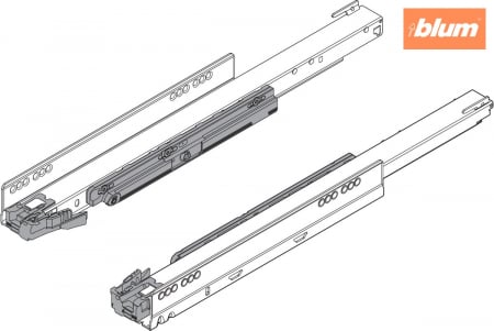 Şina de corp LEGRABOX cu TIP-ON, Extragere totală, 70 kg, NL=650 mm, dreapta+stânga, finisaj zincat 753.6501T [1]