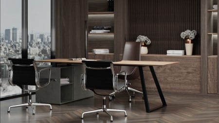 Structura birou HA Side, pentru lungime blat 1600 mm, finisaj negru [5]