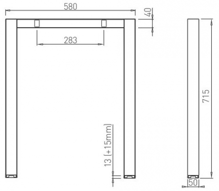 Structura birou Hubo 600, pentru lungime blat 1200 mm, finisaj gri [6]