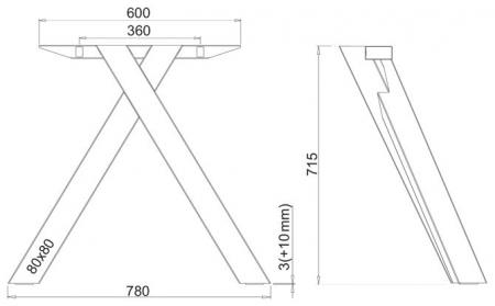 Structura pentru masa sau birou Aster 80x80, pentru lungime blat 2000 mm, finisaj negru [5]