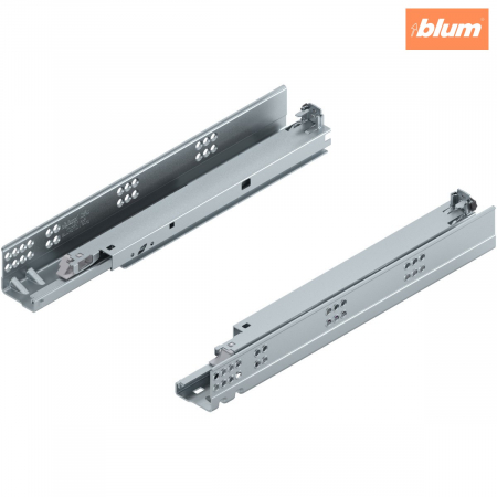 Glisiere - TANDEM BLUMOTION Extragere totală, Glisare, 30 kg, NL=350 mm, pentru Grosime material placă 17-19 mm, pt cuplaj, stânga/dreapta, finisaj zincat 560F3500B
