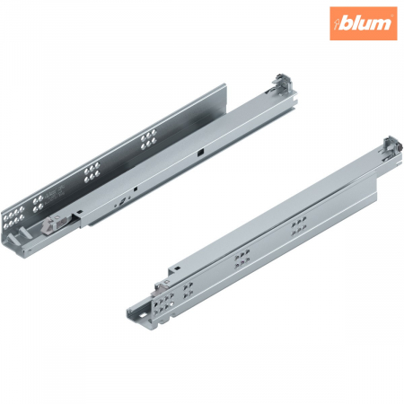 Glisiere - TANDEM BLUMOTION Extragere totală, Glisare, 30 kg, NL=450 mm, pentru Grosime material placă 17-19 mm, pt cuplaj, stânga/dreapta, finisaj zincat 560F4500B