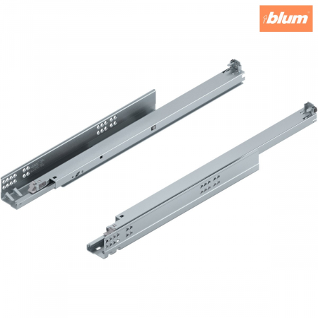 Glisiere - TANDEM BLUMOTION Extragere totală, Glisare, 30 kg, NL=550 mm, pentru Grosime material placă 17-19 mm, pt cuplaj, stânga/dreapta, finisaj zincat 560F5500B