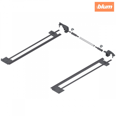Glisiere - TANDEM Mecanism de stabilizare laterală, NL=410 mm, KB=1400 mm, Extensie totală, pentru grosimea plăcii 11-16 mm, pentru debitat, finisaj R7037 gri închis ZST.410TV