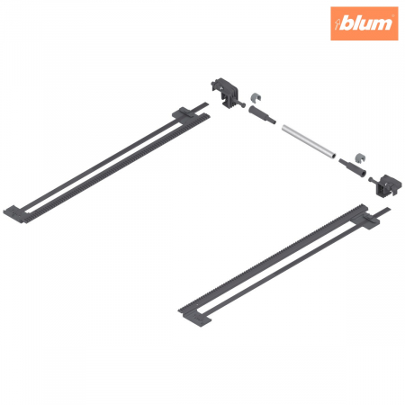 Glisiere - TANDEM Mecanism de stabilizare laterală, NL=410 mm, KB=1400 mm, Extragere parţială, pentru grosimea plăcii 11-16 mm, pentru debitat, finisaj R7037 gri închis ZST.410TT