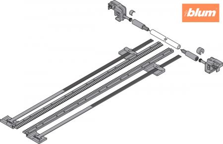 TANDEM Mecanism de stabilizare laterală, NL=600 mm, KB=1400 mm, Extensie totală, pentru grosimea plăcii 11-16 mm, pentru debitat, finisaj R7037 gri închis ZST.600TV [1]