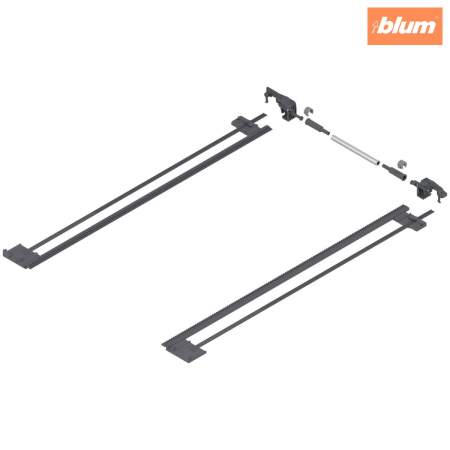 Glisiere - TANDEM Mecanism de stabilizare laterală, NL=600 mm, KB=1400 mm, Extensie totală, pentru grosimea plăcii 11-16 mm, pentru debitat, finisaj R7037 gri închis ZST.600TV