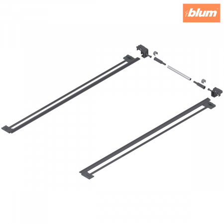 Glisiere - TANDEM Mecanism de stabilizare laterală, NL=650 mm, KB=1400 mm, Extragere parţială, pentru grosimea plăcii 11-16 mm, pentru debitat, finisaj R7037 gri închis ZST.650TT
